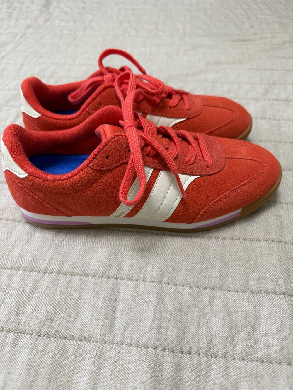 Keds Red and White Lace-Up Sneakers
